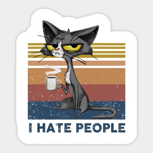 Cat I Hate People Sticker